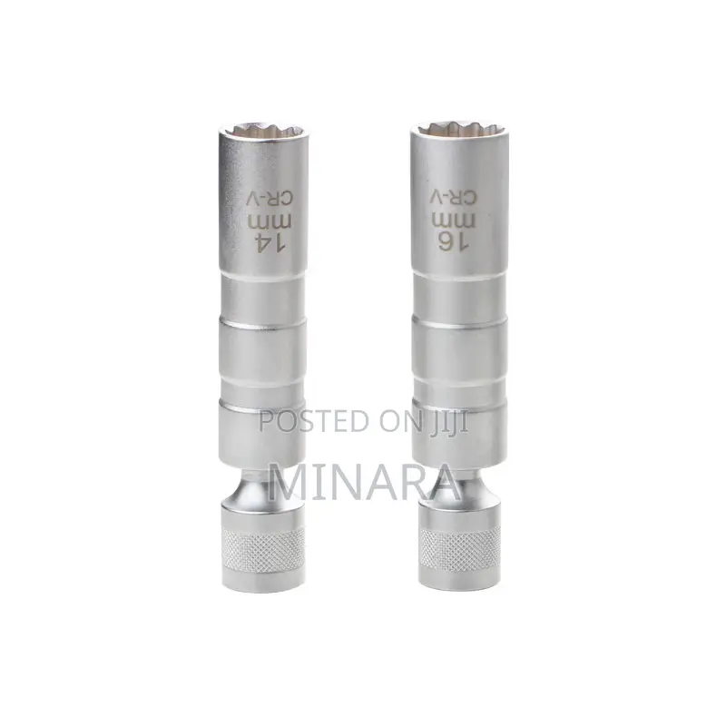 2 Pc, Magnetic Swivel Spark Plug Socket Set, 14mm 16mm, 3/8” Sockets