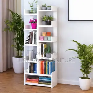 Modern Space-Saving Wooden Bookshelf –Stylish Multi-Layer Display Rack