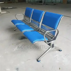 Office Benches; Three Link Heavy Office Leather Reception Area Bench