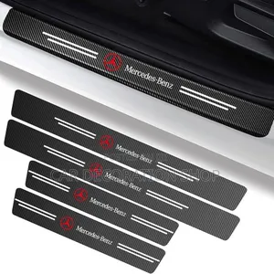 4pcs Mercedes Carbon Fiber Door Sill Antiscratch Self Adhesive Sticker