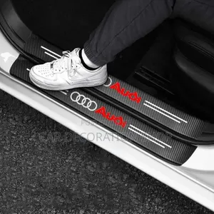 4pc Audi Door Plate Sill Scuff Cover Antiscratch Sticker Carbon Fiber