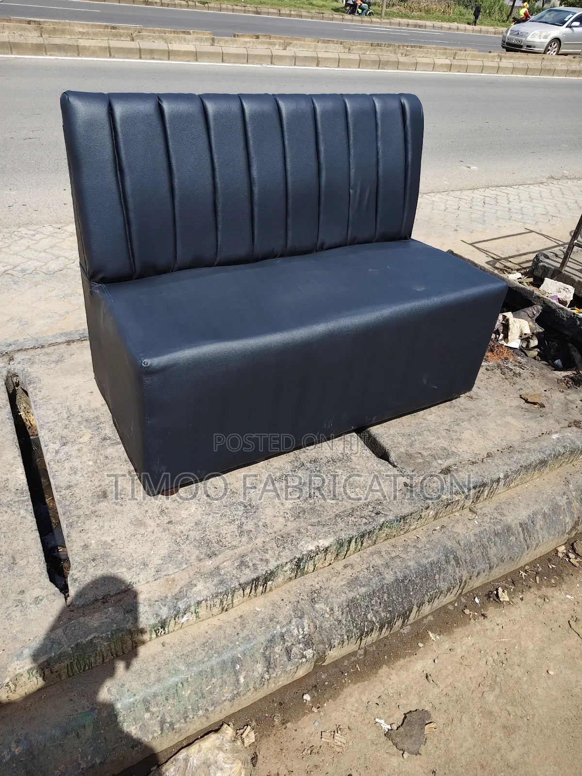 Waiting Benches, Black With Bark Lines