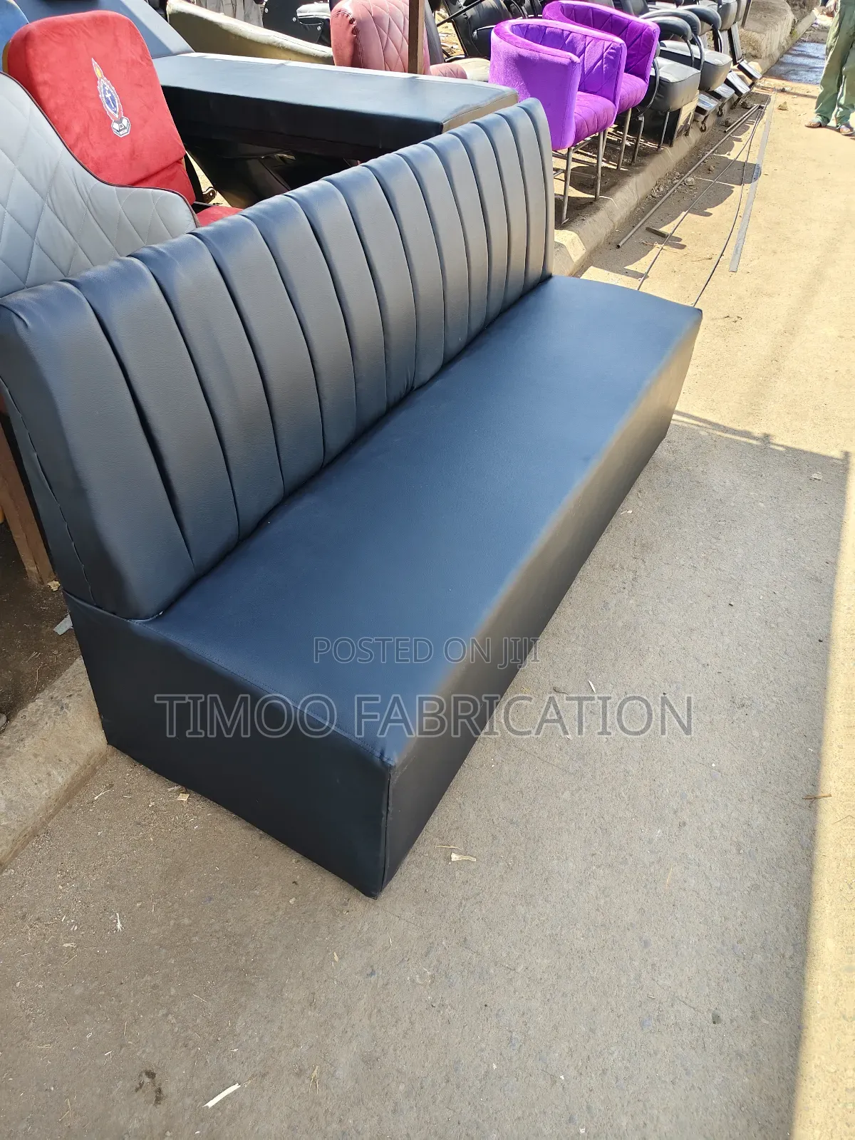 Waiting Benches, Black With Bark Lines