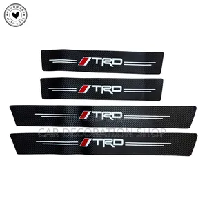 4pcs TRD Carbon Fiber Front /Rear Door Sill Antiscratch Sticker