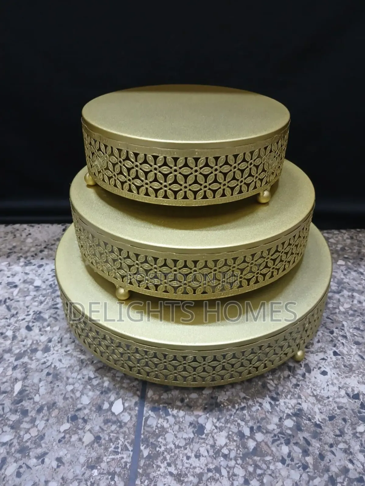 3pcs Gold Cake Stands-Ele