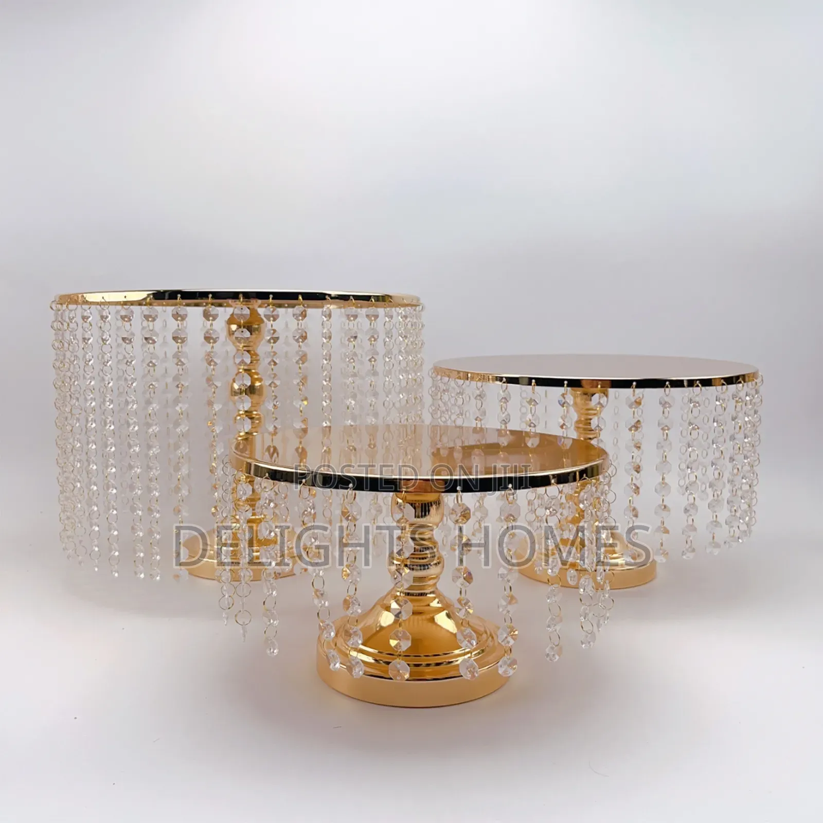 3pcs Beaded Iron Top Cake Stand-Ele