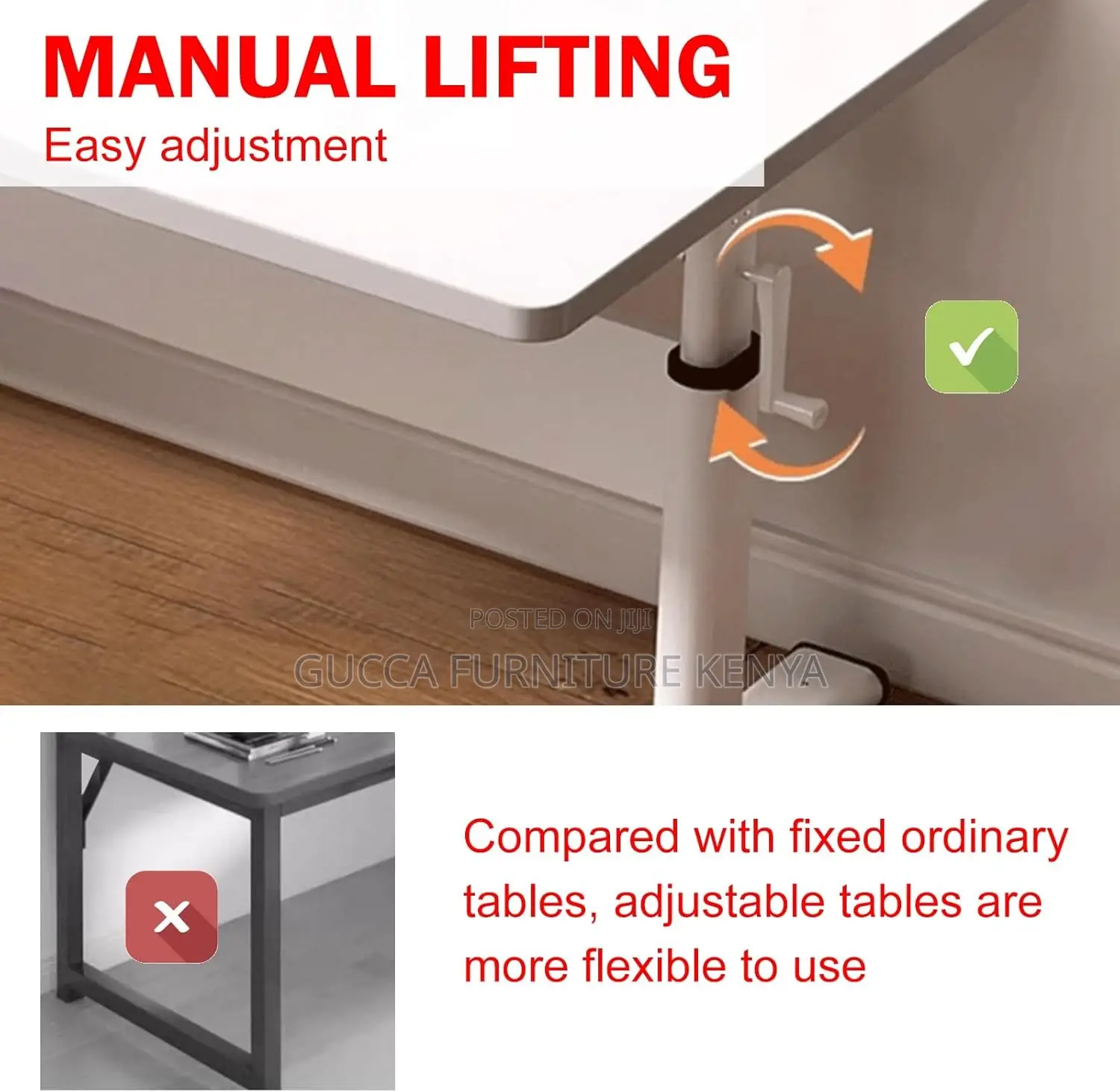 Manual Height Adjustable Standing Office Desk