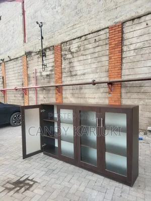 Spacious Storage Cabinet With Glass Fixtures (4 Door)