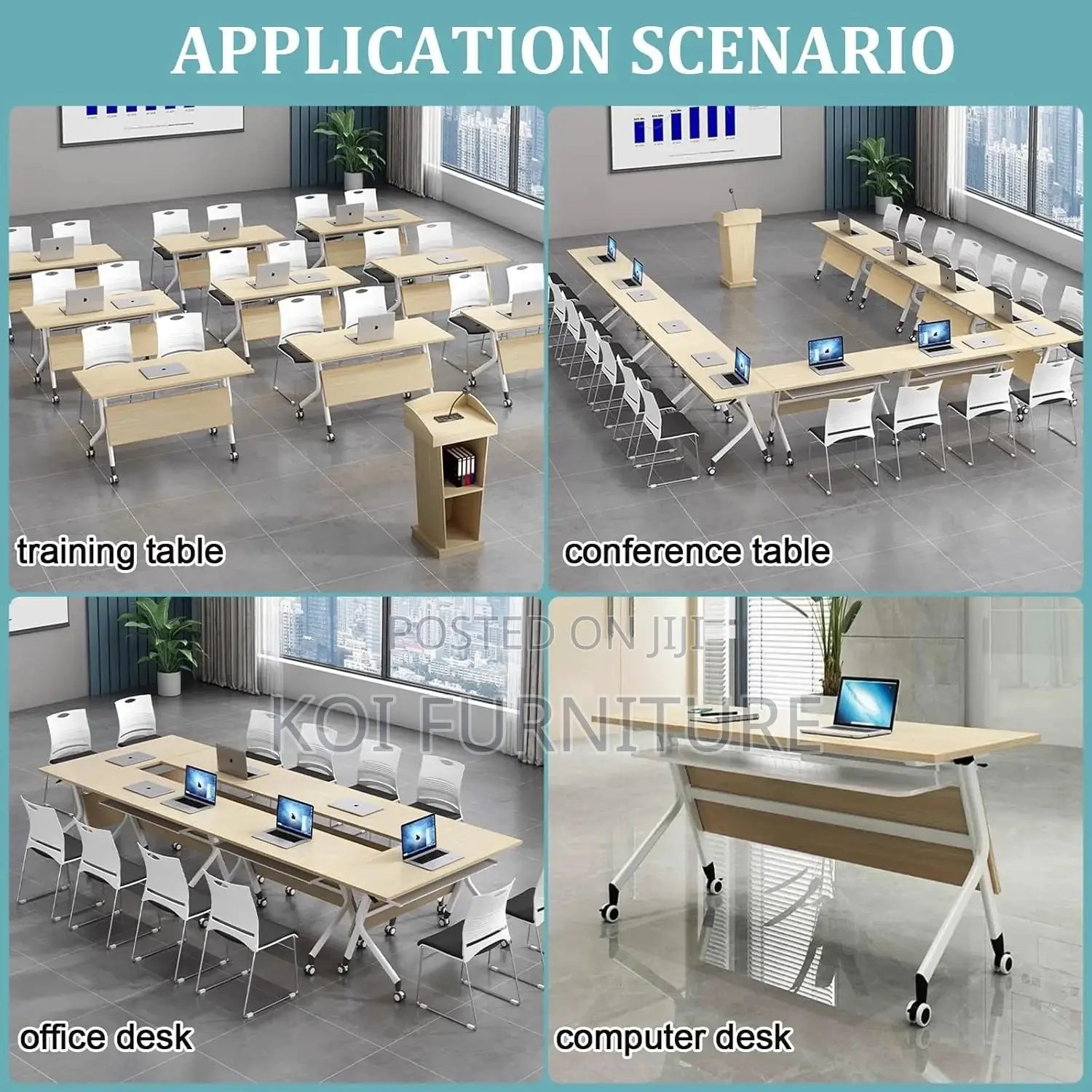 Office Desk; Universal Foldable Mobile Home Office Training Table