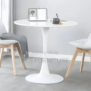 Coffee Table; Round Marble Tulip White Coffee Table