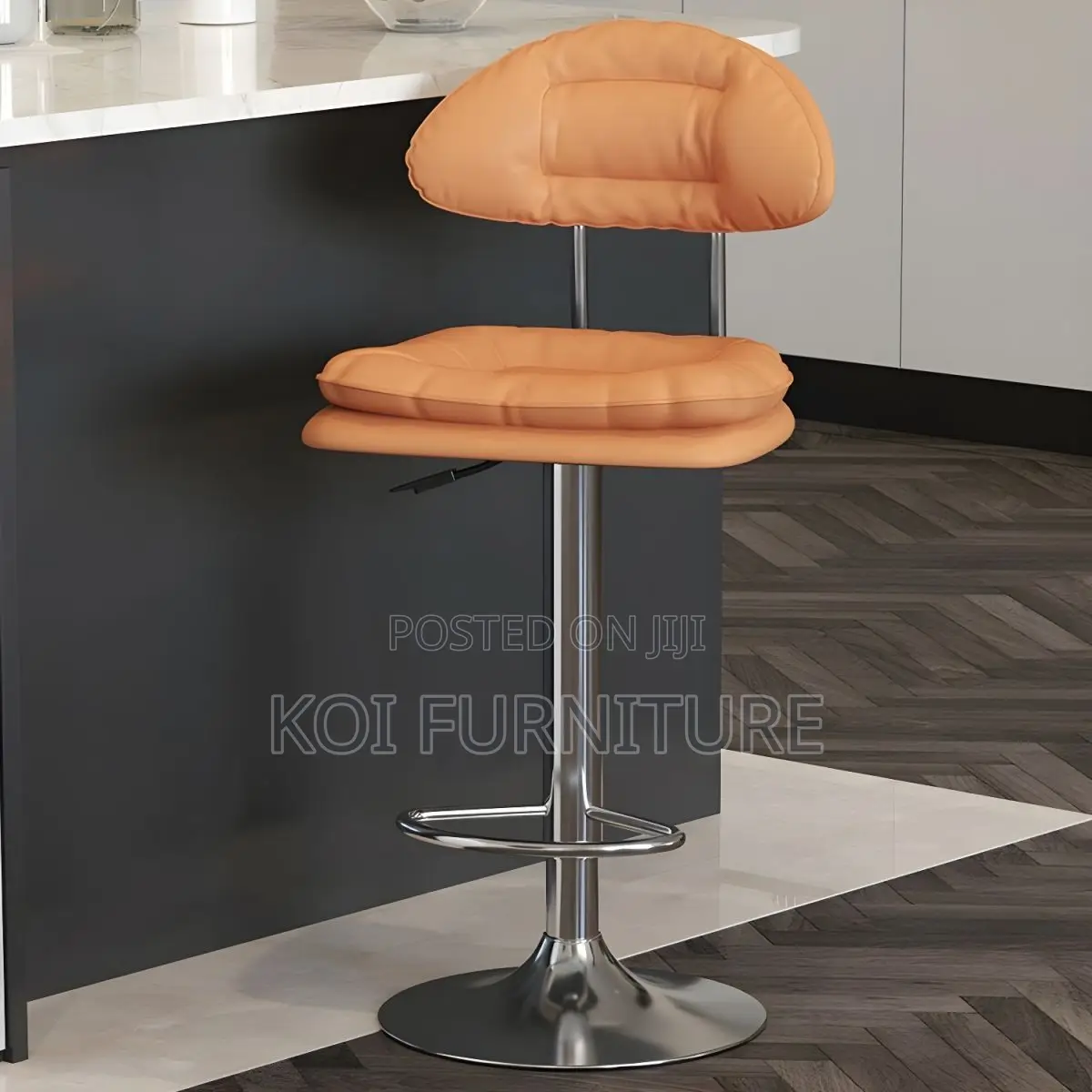 Barstool; Leather Adjustable Functionality Barstool
