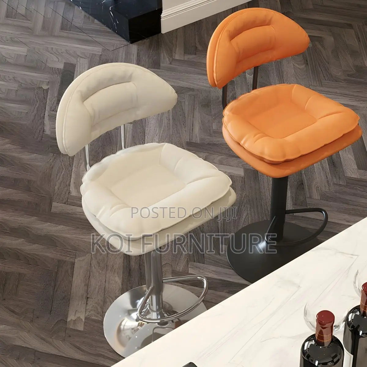 Barstool; Leather Adjustable Functionality Barstool