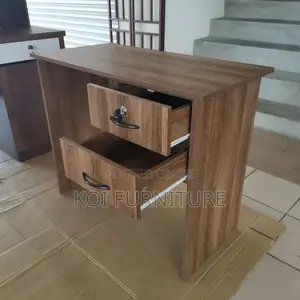 Home Desk; Brown Office Laptop Desk With Lockable Drawers