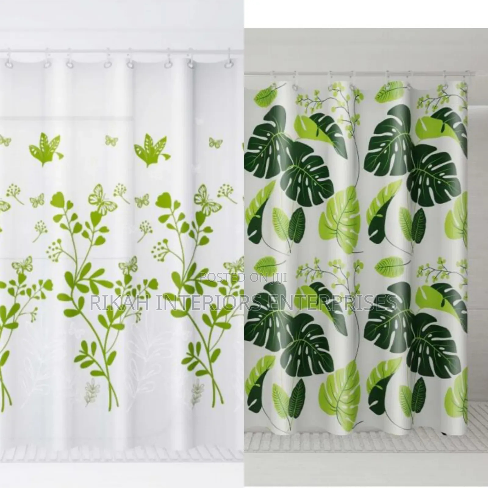 White and Green Shower Curtains