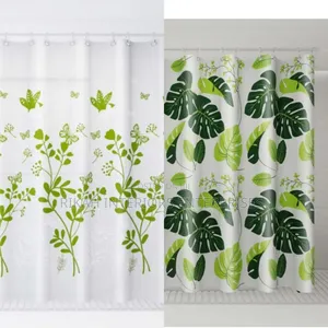 White and Green Shower Curtains