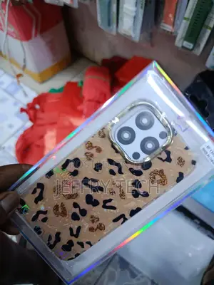 Lidar Cheetah Pattern With Gold Glitter Case for iPhone 13 Pro