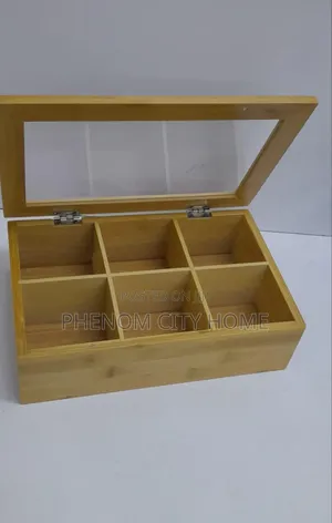6 Slot Bamboo Wooden Teabag Organiser