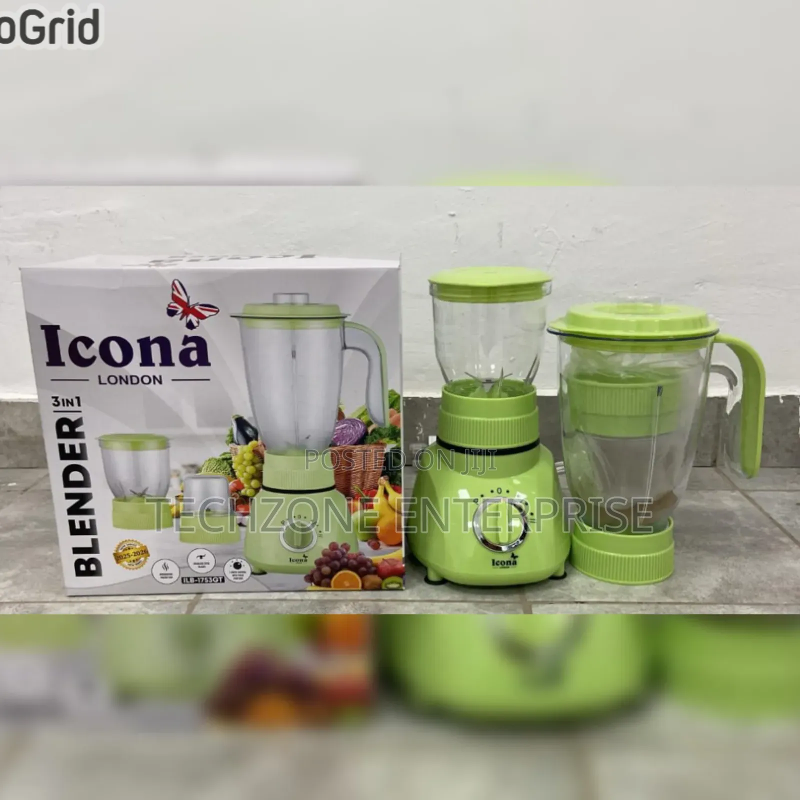 Icona London 3-in-1 Multi-Purpose Blender Grinder Powerful Motor,