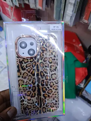 Scen Cheetah Print Glossy Plated Case Compatible With iPhone 15 -Brown