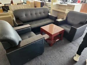 5 Seater Black Office Sofa