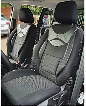 Dark Grey Heavy Fabric With Leather Seat Cushions for 5 Seater Cars