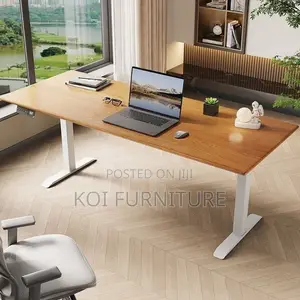 Office Desk; 1.8m Organic Wooden Top Adjustable Home Office Table