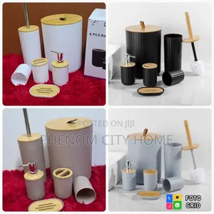 Bathroom Set With Bamboo Lids