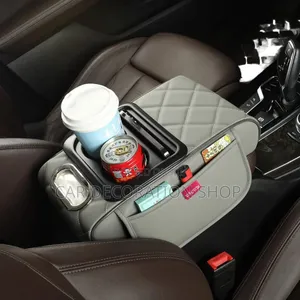 Grey Armrest Top Clip on Armrest Pad With Cup Phone Saviette Holder