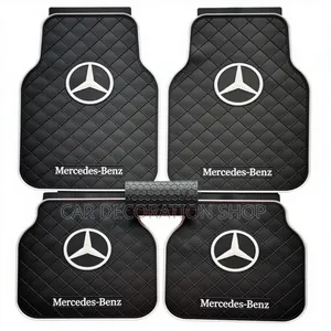 Mercedes White Logo Car Floor Black Floor Antiscratch Mats