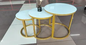 3 in 1 Executive Glass Effect Marble Table