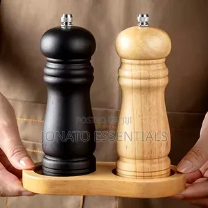 Wooden Manual Salt And Pepper Grinder Set - Refillable Spice Mill 2pc