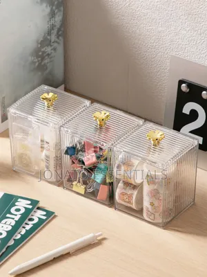 Acrylic Makeup Organizer Box With Gold Flower Lid – Vanity Storage