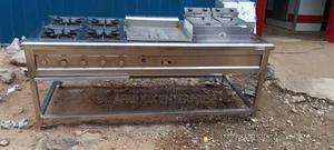 Combined 4 Burners Gas Cooker Griddle and Deep Fryer Included