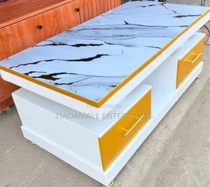 Modern Executive Coffee Table With Marble Top – Sophisticated Centerpi