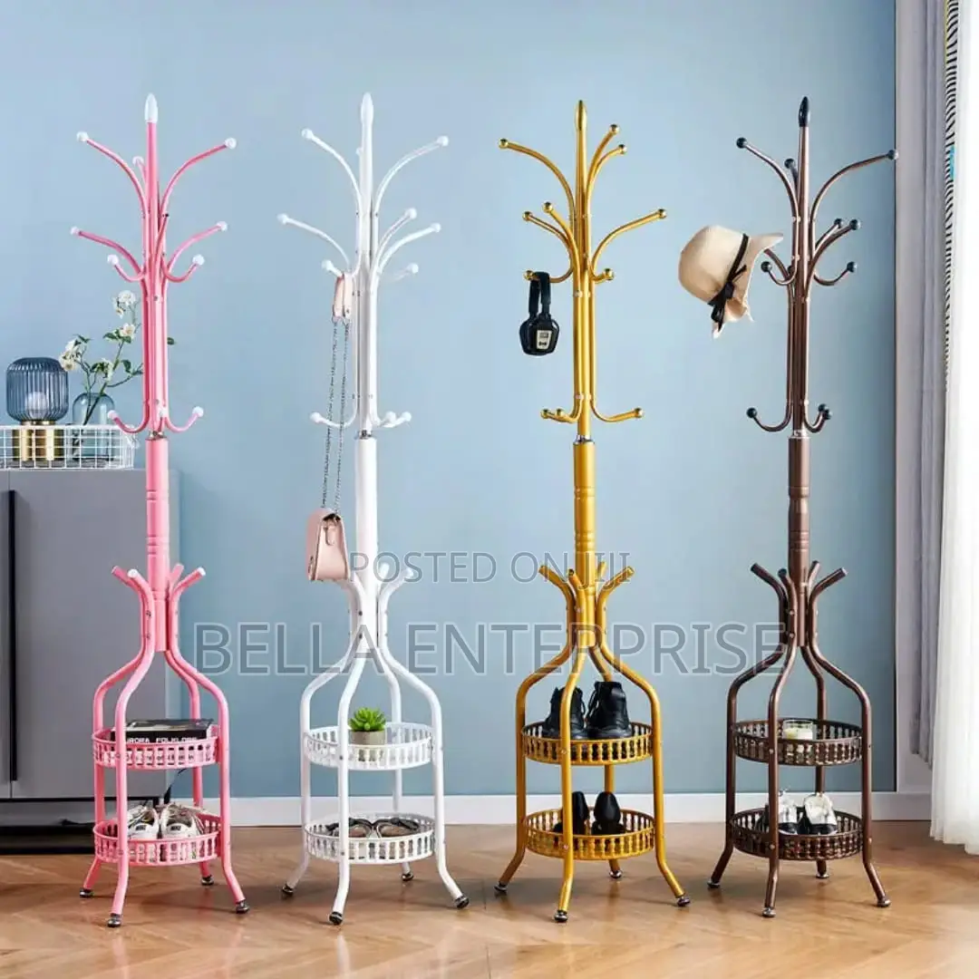 Heavy Duty Wrought Iron Coat/Handbag Floor-Standing Rack