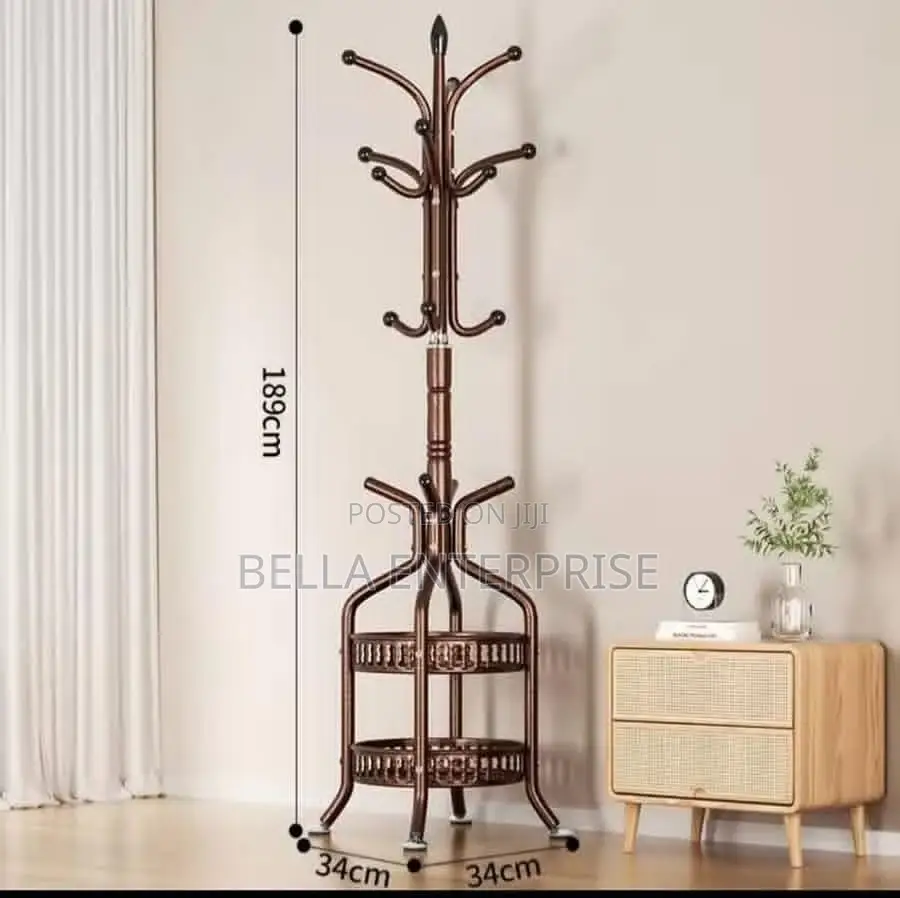 Heavy Duty Wrought Iron Coat/Handbag Floor-Standing Rack