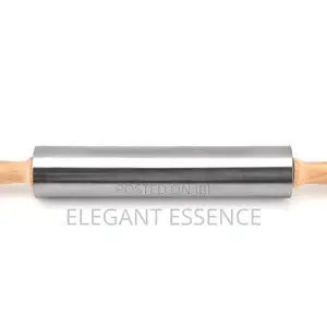 Bamboo Handle Steel Rolling Pin – 42cm