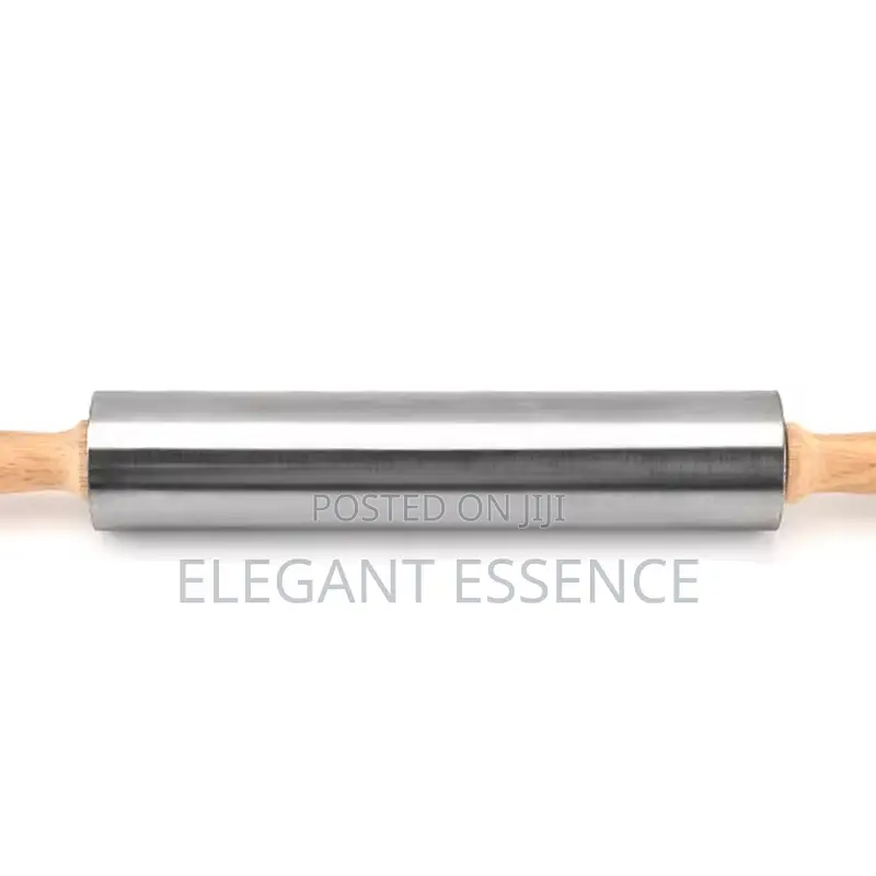 Bamboo Handle Steel Rolling Pin – 42cm