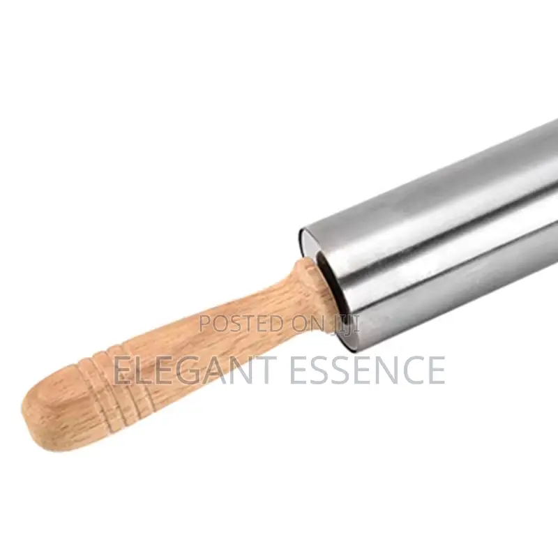 Bamboo Handle Steel Rolling Pin – 42cm