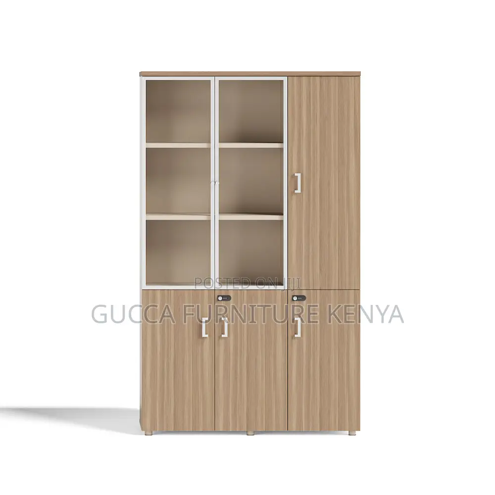 Brown Wooden 3-Door's Office Document Cabinet