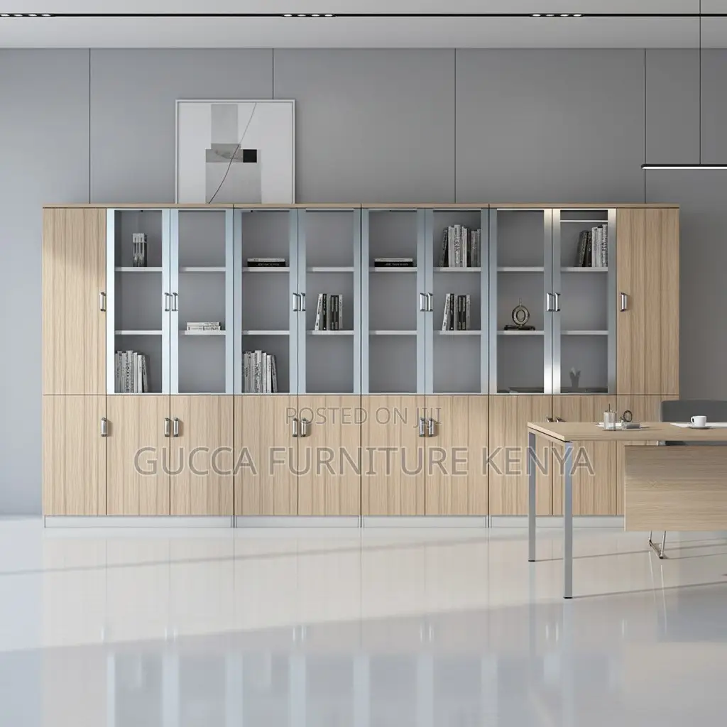 Brown Wooden 3-Door's Office Document Cabinet