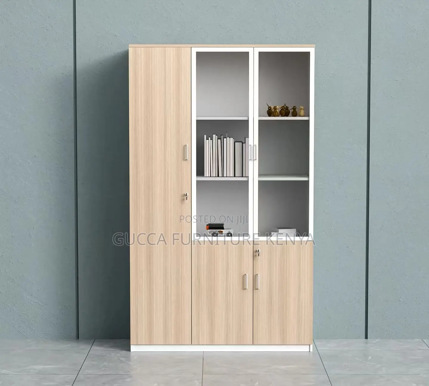 Brown Wooden 3-Door's Office Document Cabinet