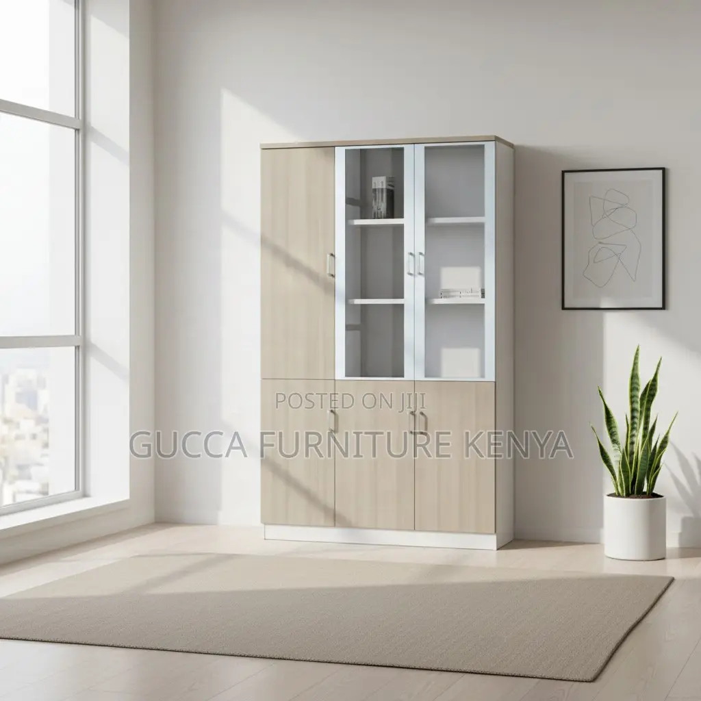Brown Wooden 3-Door's Office Document Cabinet