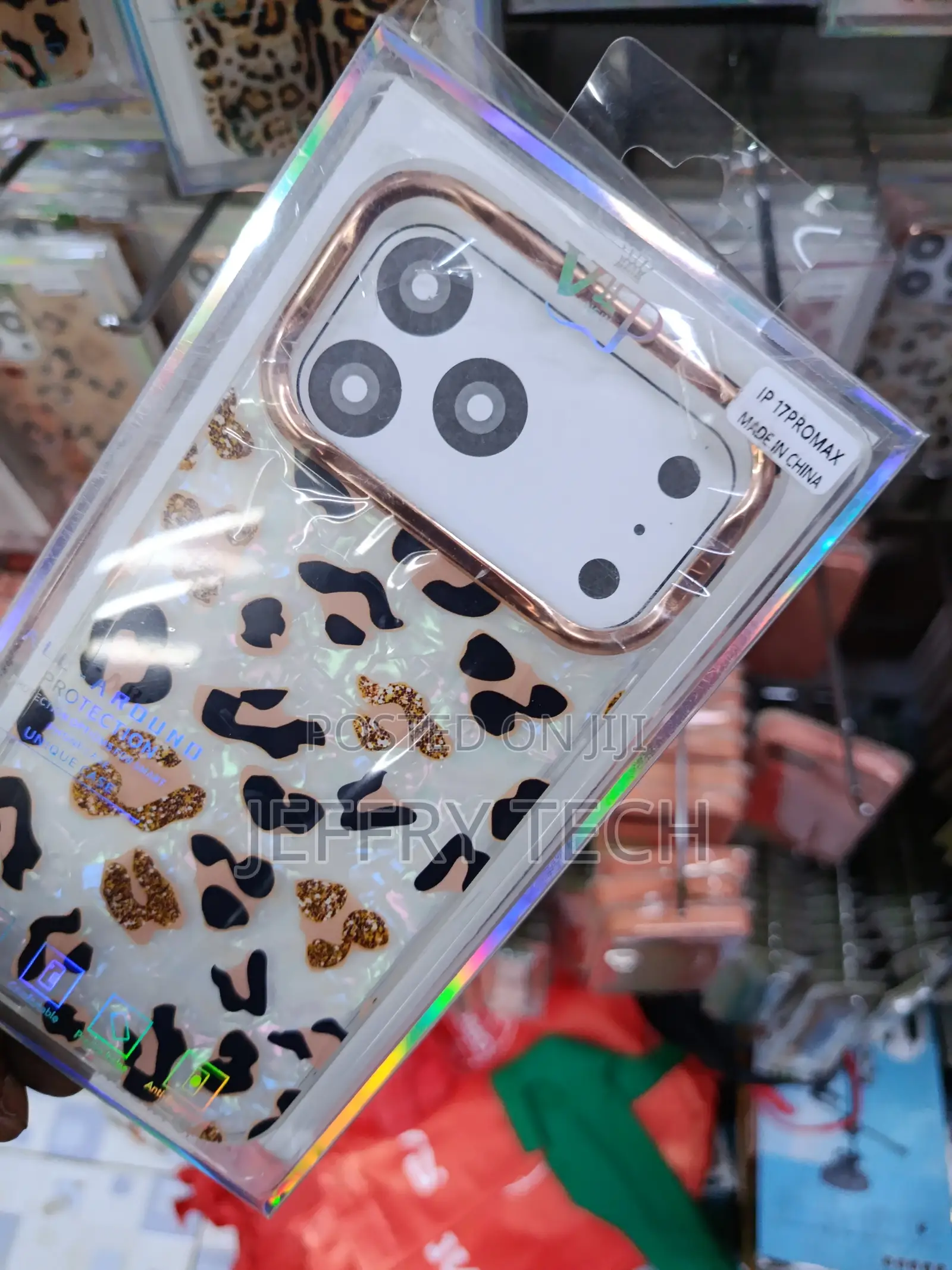 Jefonha iPhone 17 Pro Max Leopard Cheetah Print Glitter Case