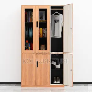 Office Cabinet; Home Office Storage Cabinet With Three Doors in Glass