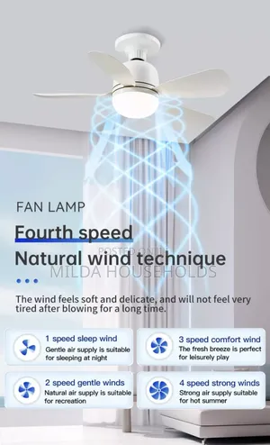 Remote Controlled Socket Ceiling Fan With an Integrated Led Light.
