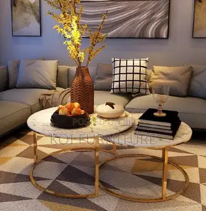 Coffee Table; Round Double Marble Coffee Table for Living Room Offices