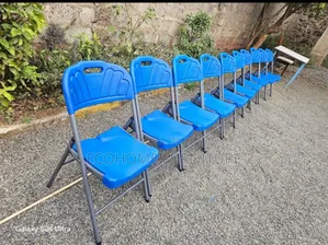 Plastic and Metal Blue Foldable Chair