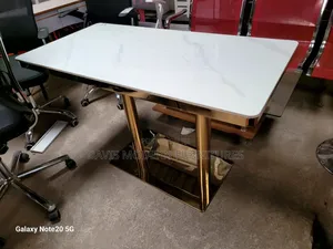 White Marble -Top Desk Golden Mettalic Leg