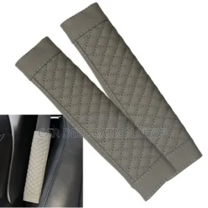 2x Grey Pu Leather Safety Belt Covers